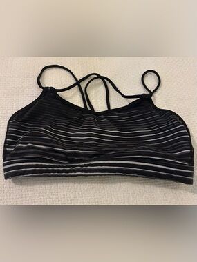 LULULEMON Black Striped Bra with Crisscross Back size 4